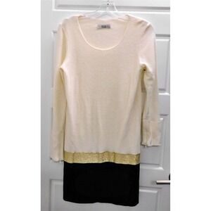 Ella Luna France Hilton Dress Cream Black Gold Knit‎ sz S